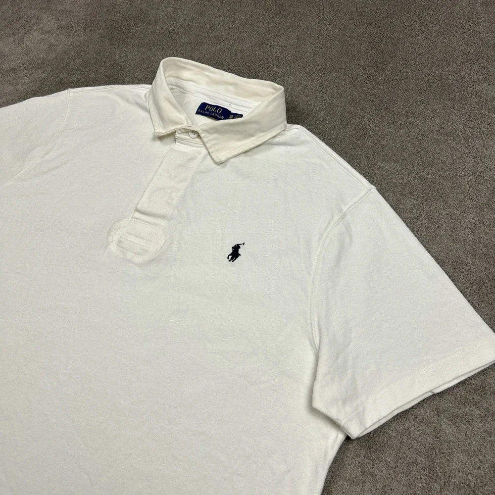 Polo Ralph Lauren Rugby Shirt Mens 2XL Solid White Short Sleeve Pony Logo